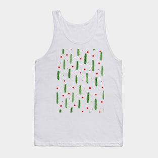 Christmas branches and dots - green and red Tank Top